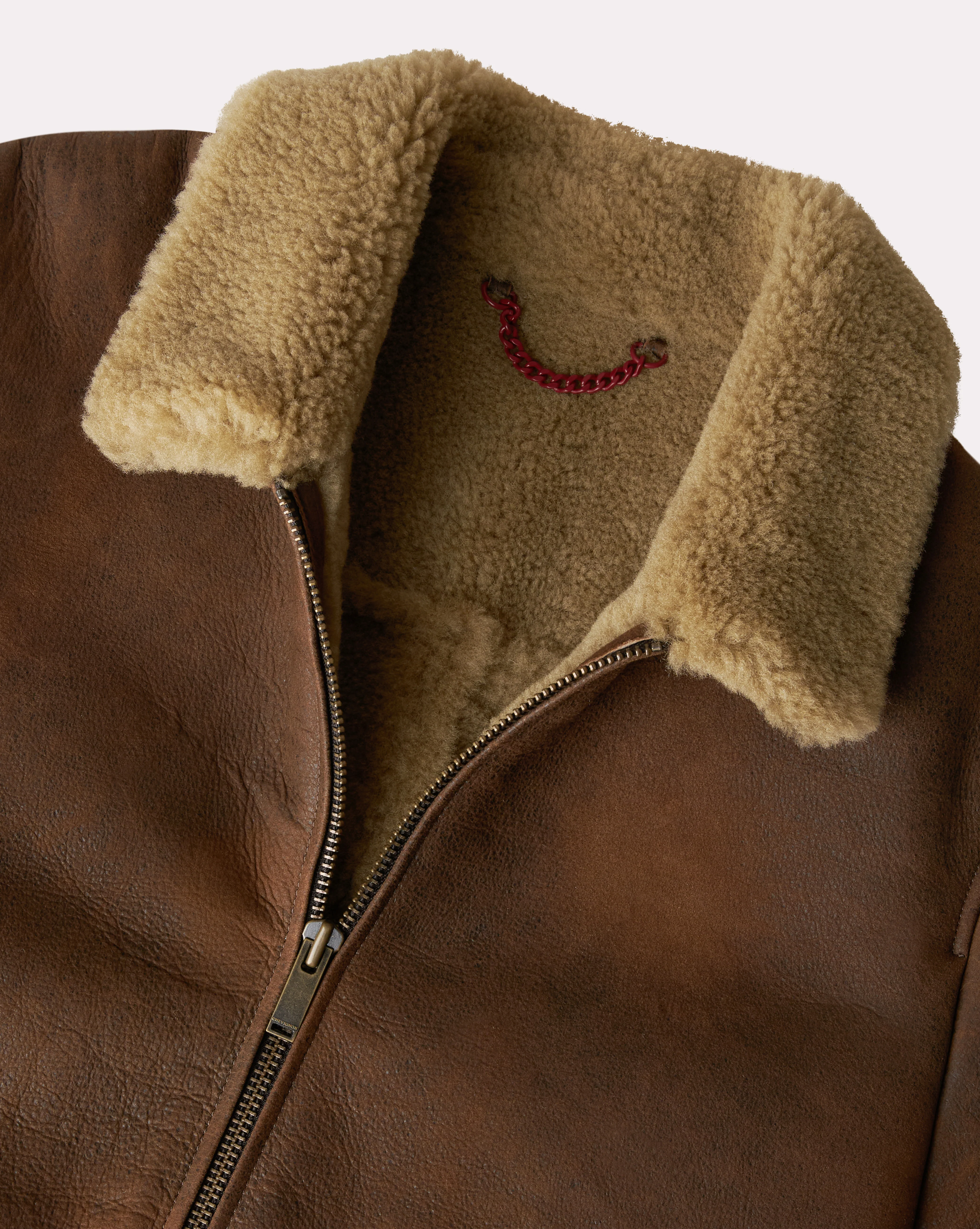 BLOUSON EN CUIR PILOT SHEEP MARRON - Image 6