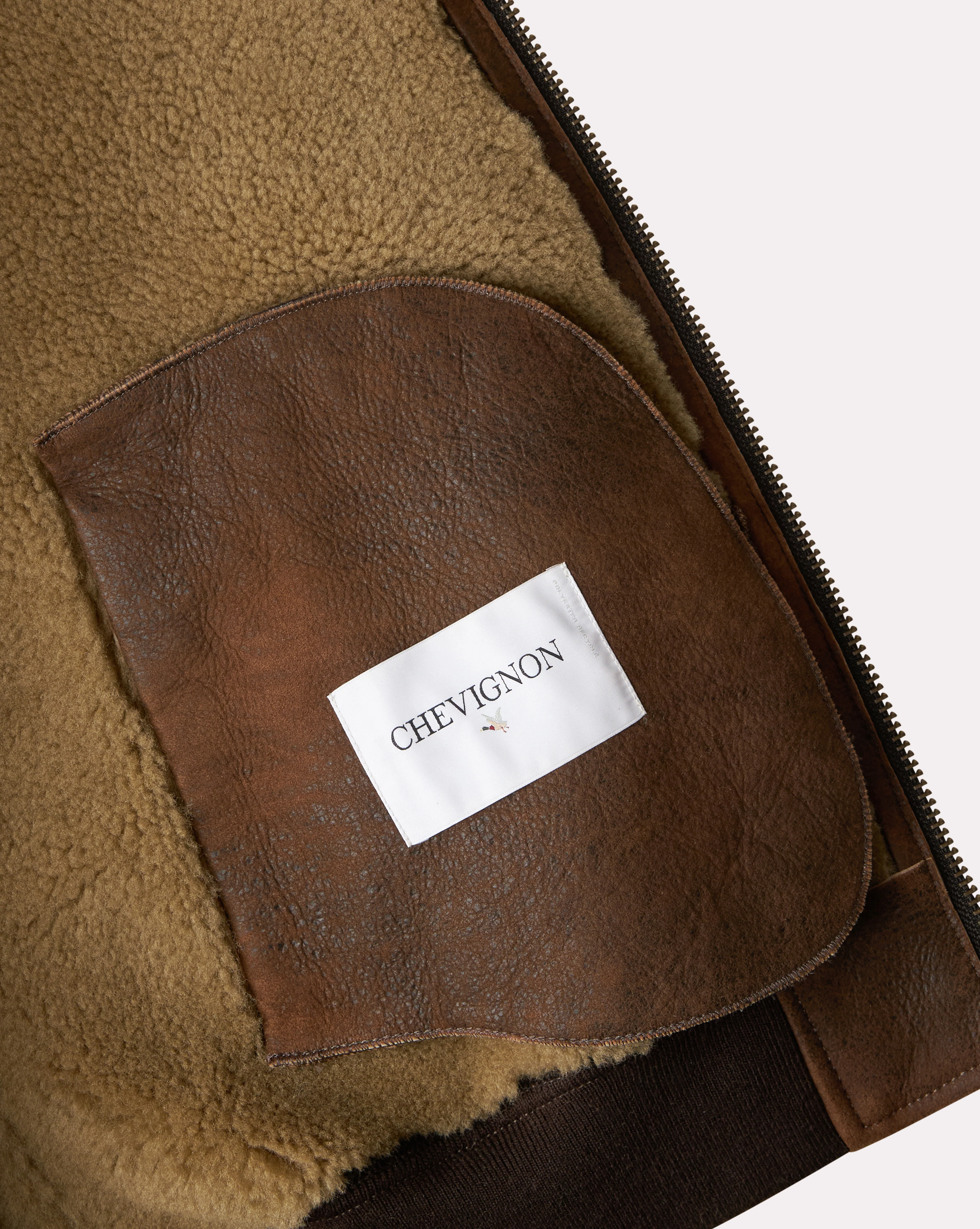 BLOUSON EN CUIR PILOT SHEEP MARRON - Image 8