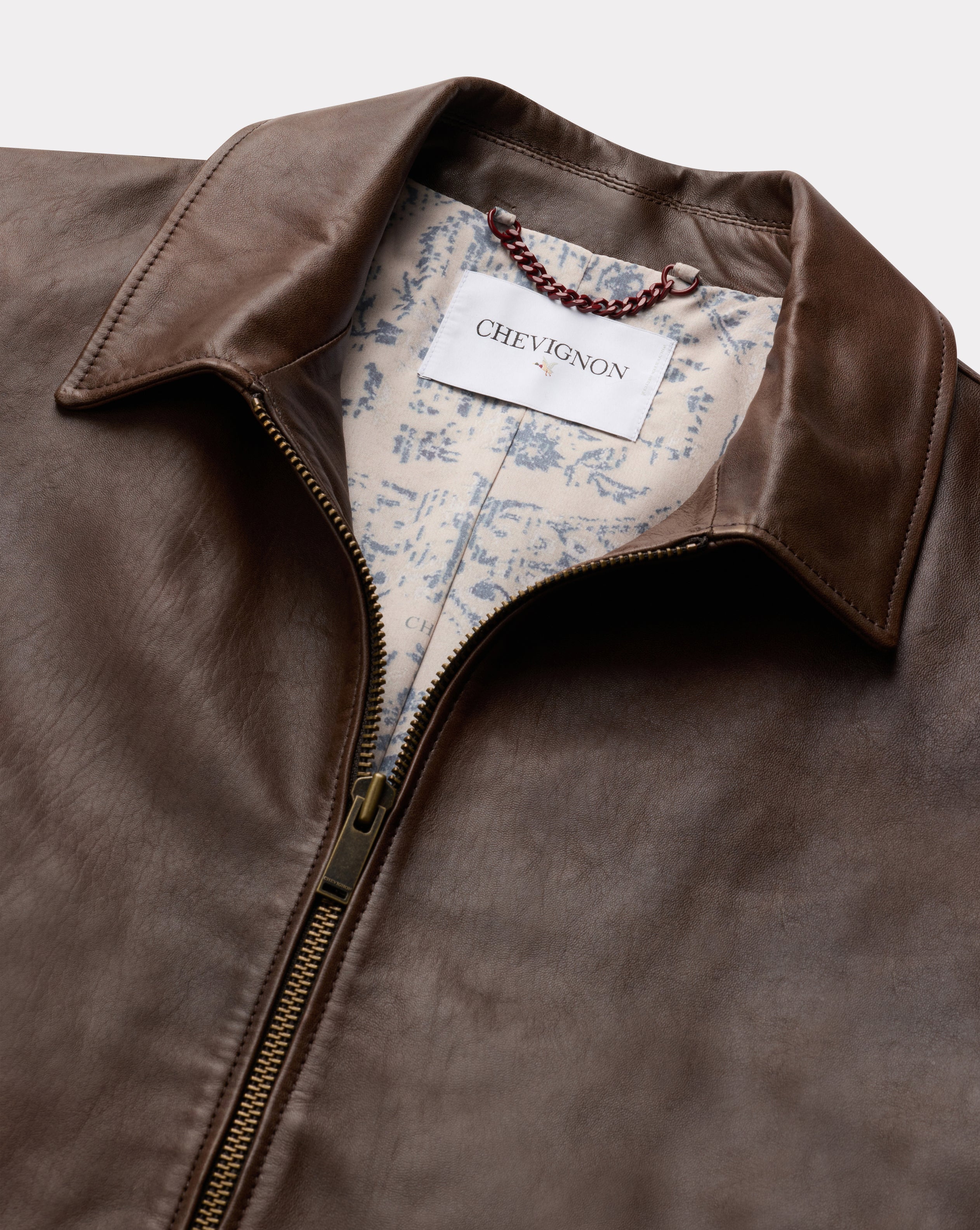 BLOUSON EN CUIR TROOPER MARRON - Image 5