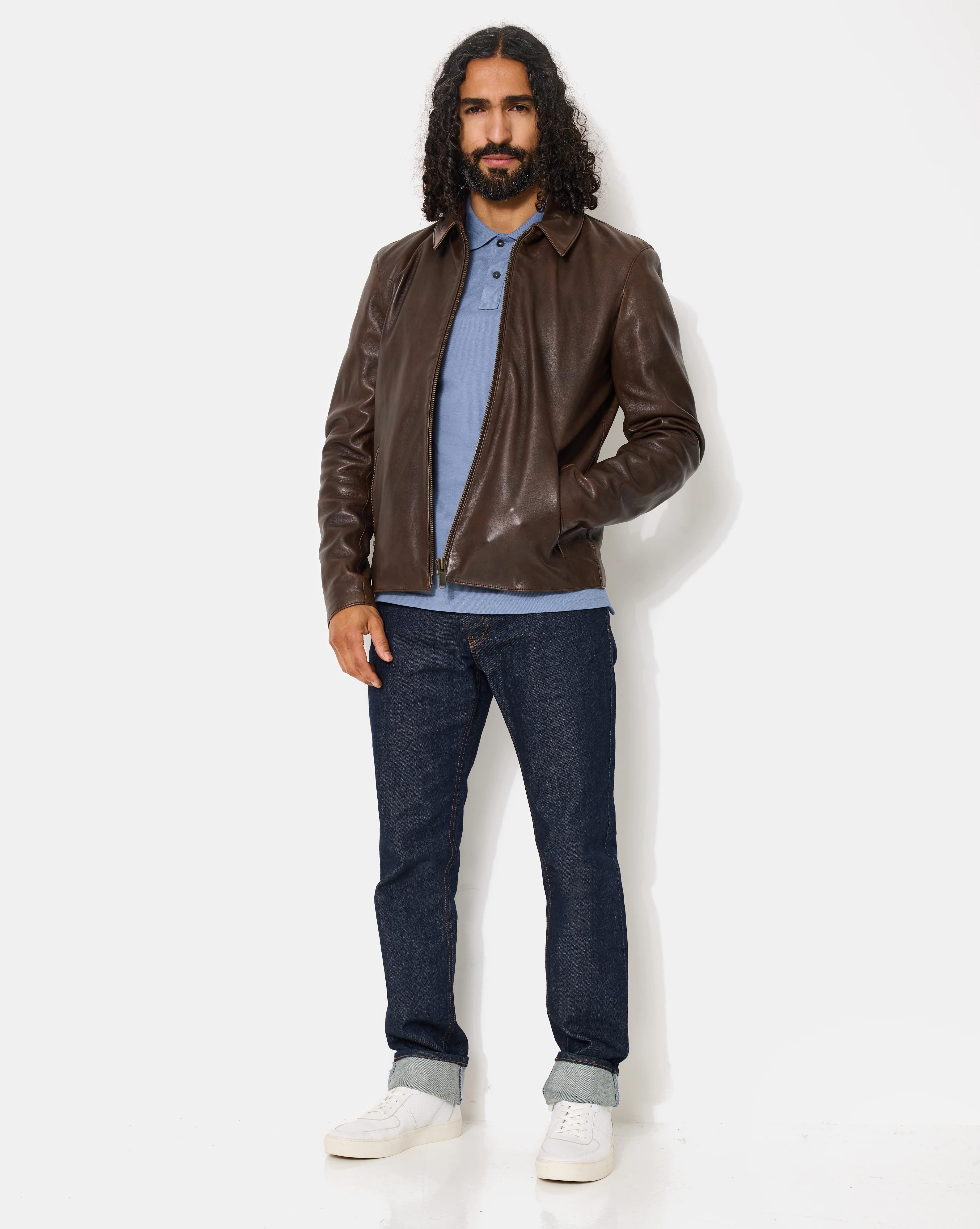 BLOUSON EN CUIR TROOPER MARRON - Image 6