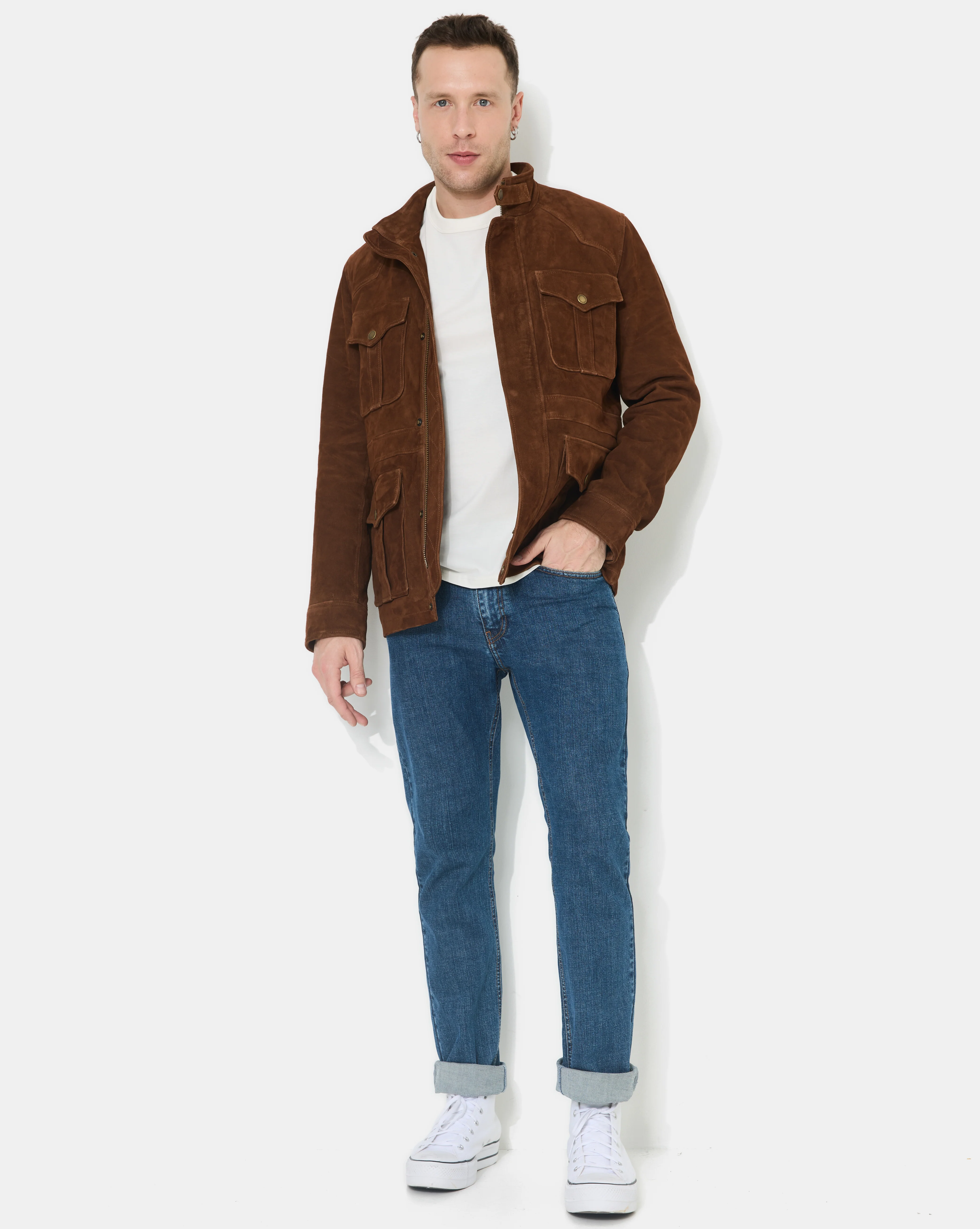 VESTE EN CUIR DAGGER MARRON - Image 9