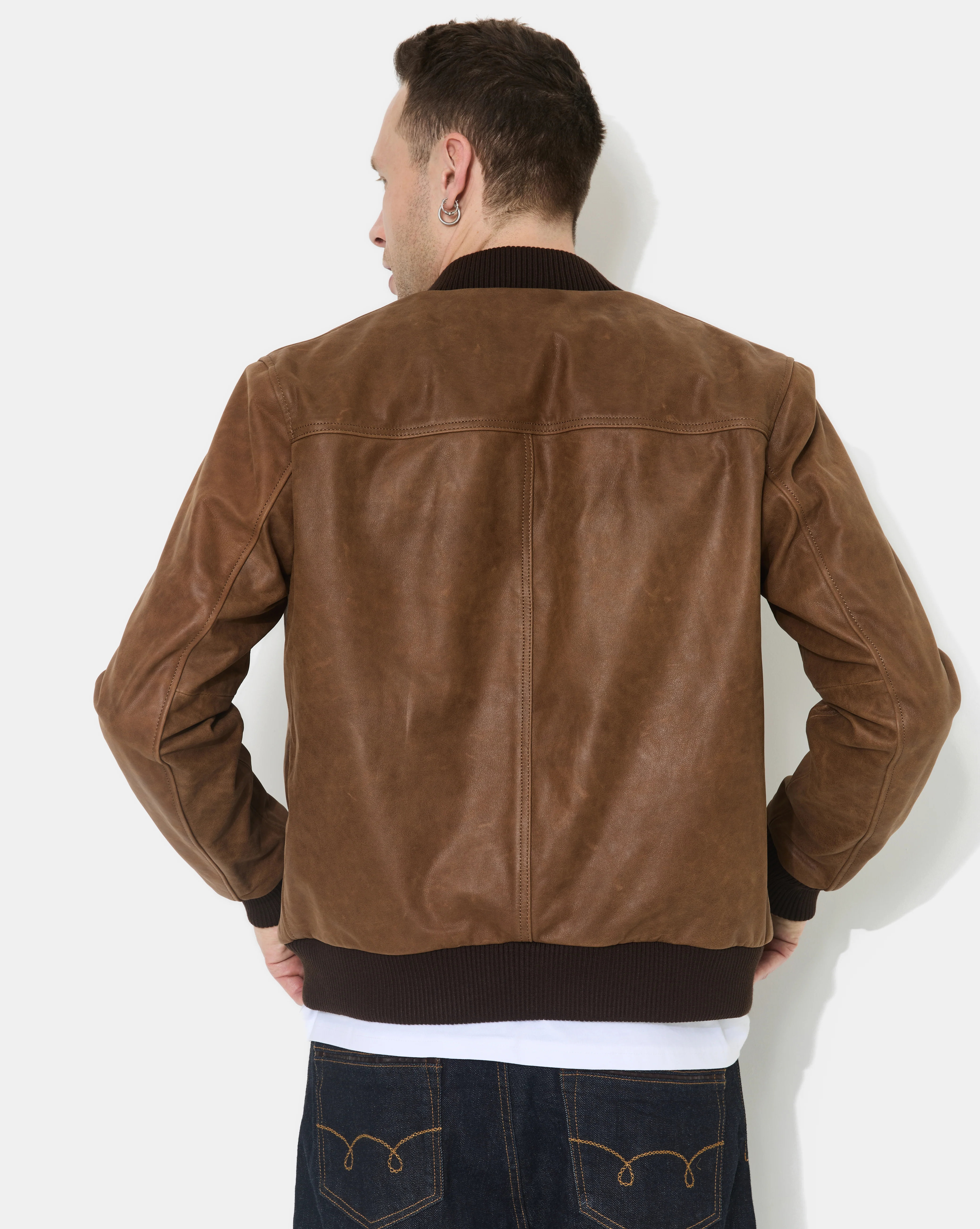 VESTE EN CUIR DALLAS MARRON - Image 3