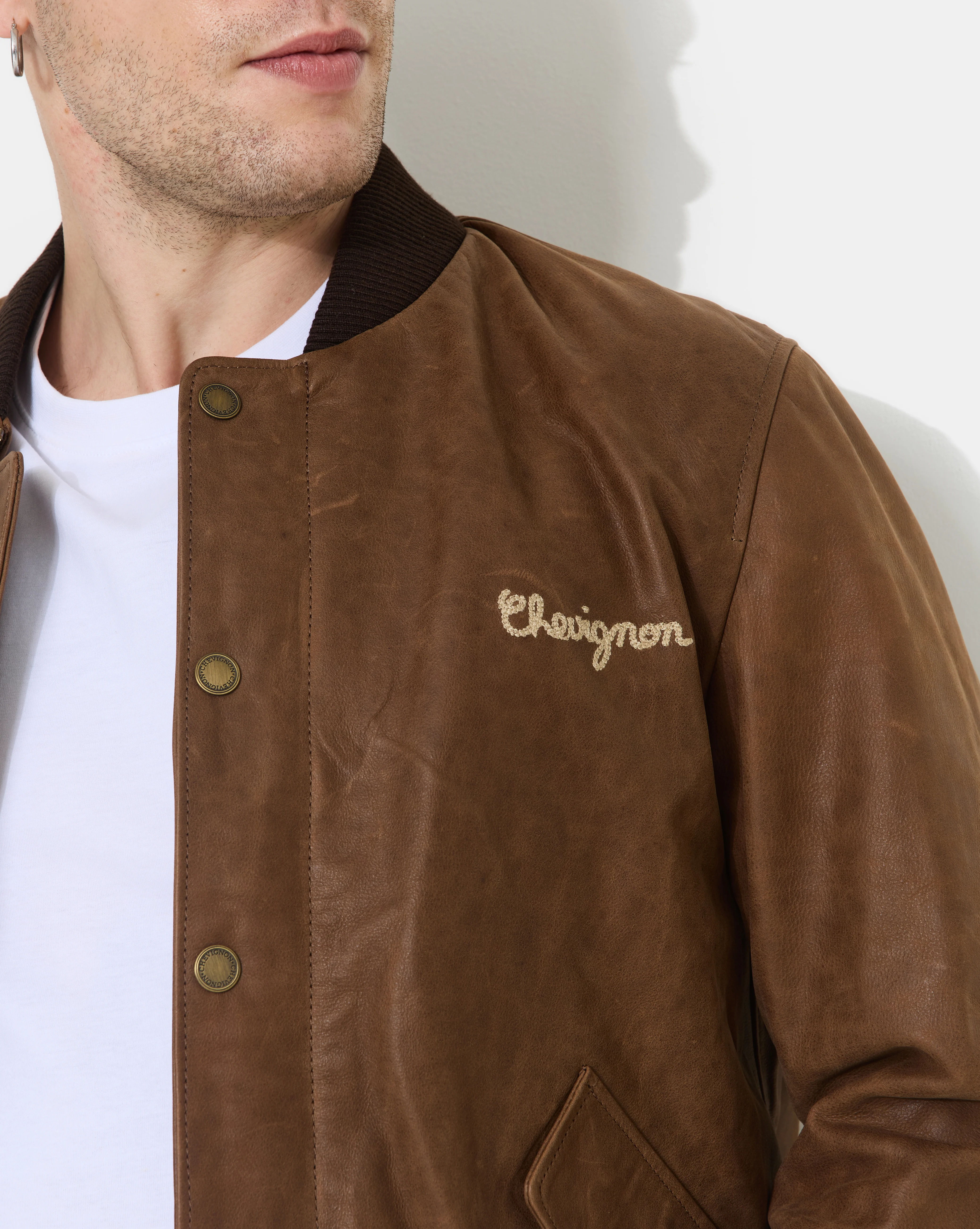 VESTE EN CUIR DALLAS MARRON - Image 5