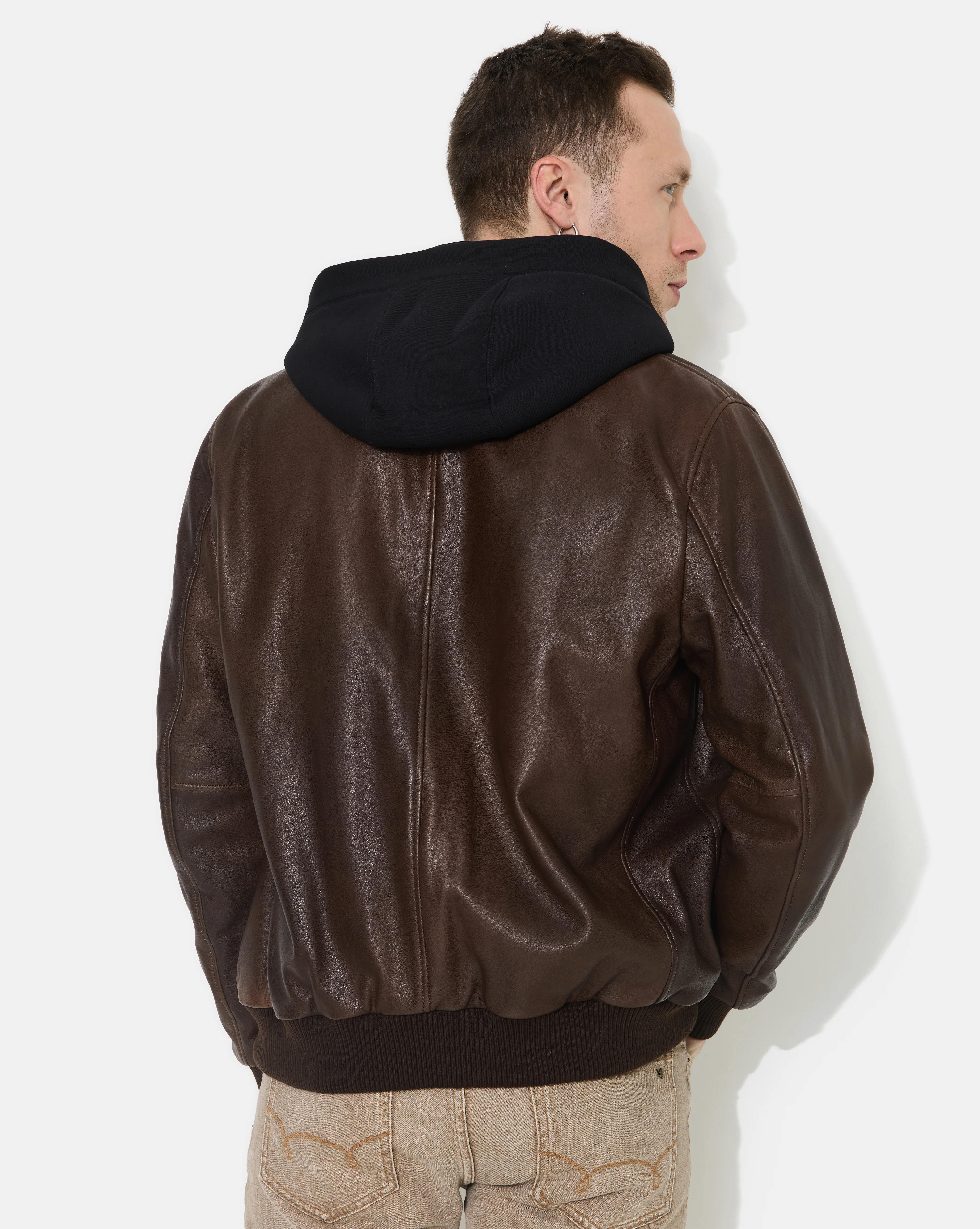 VESTE EN CUIR DJIBRIL MARRON - Image 3