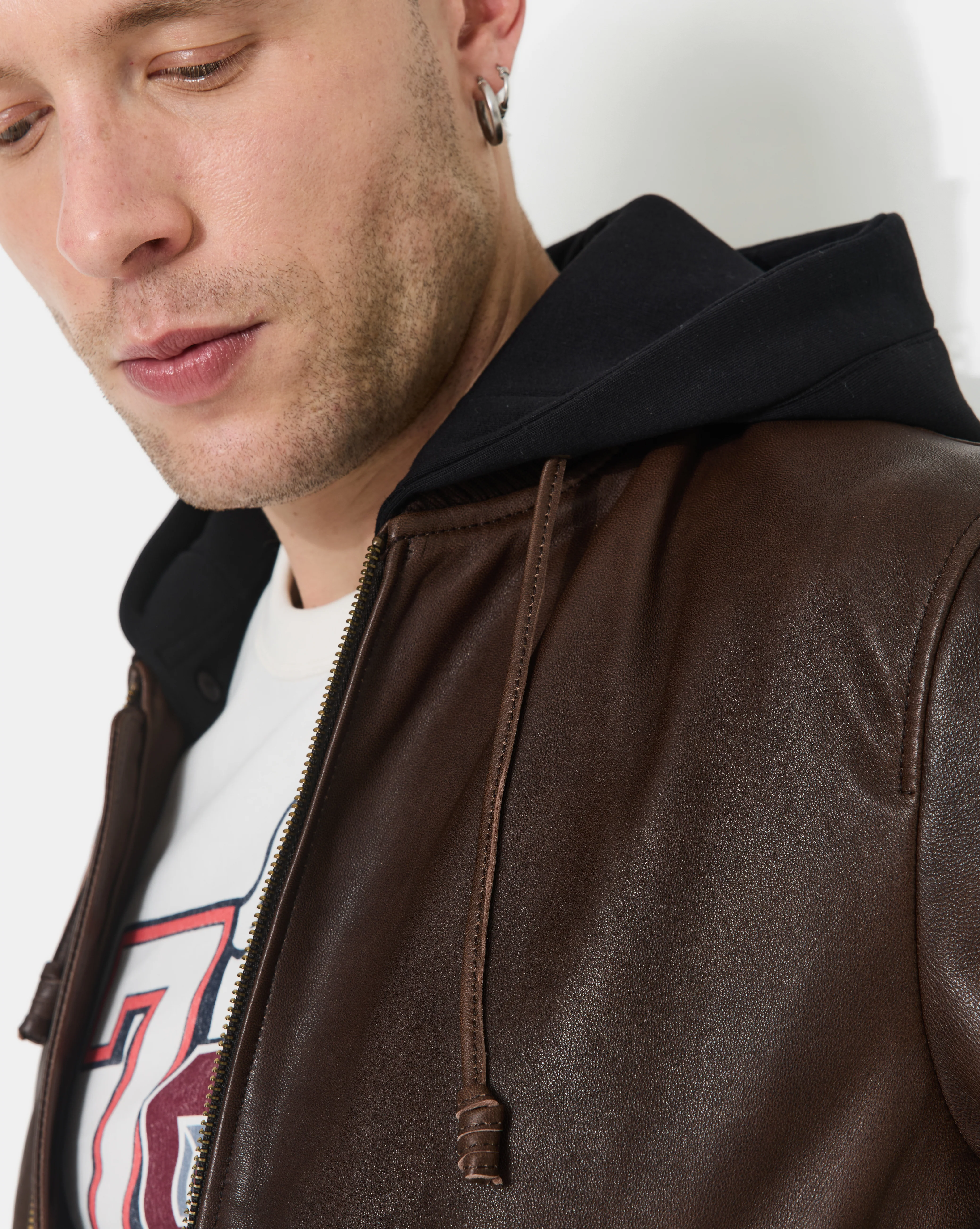 VESTE EN CUIR DJIBRIL MARRON - Image 5