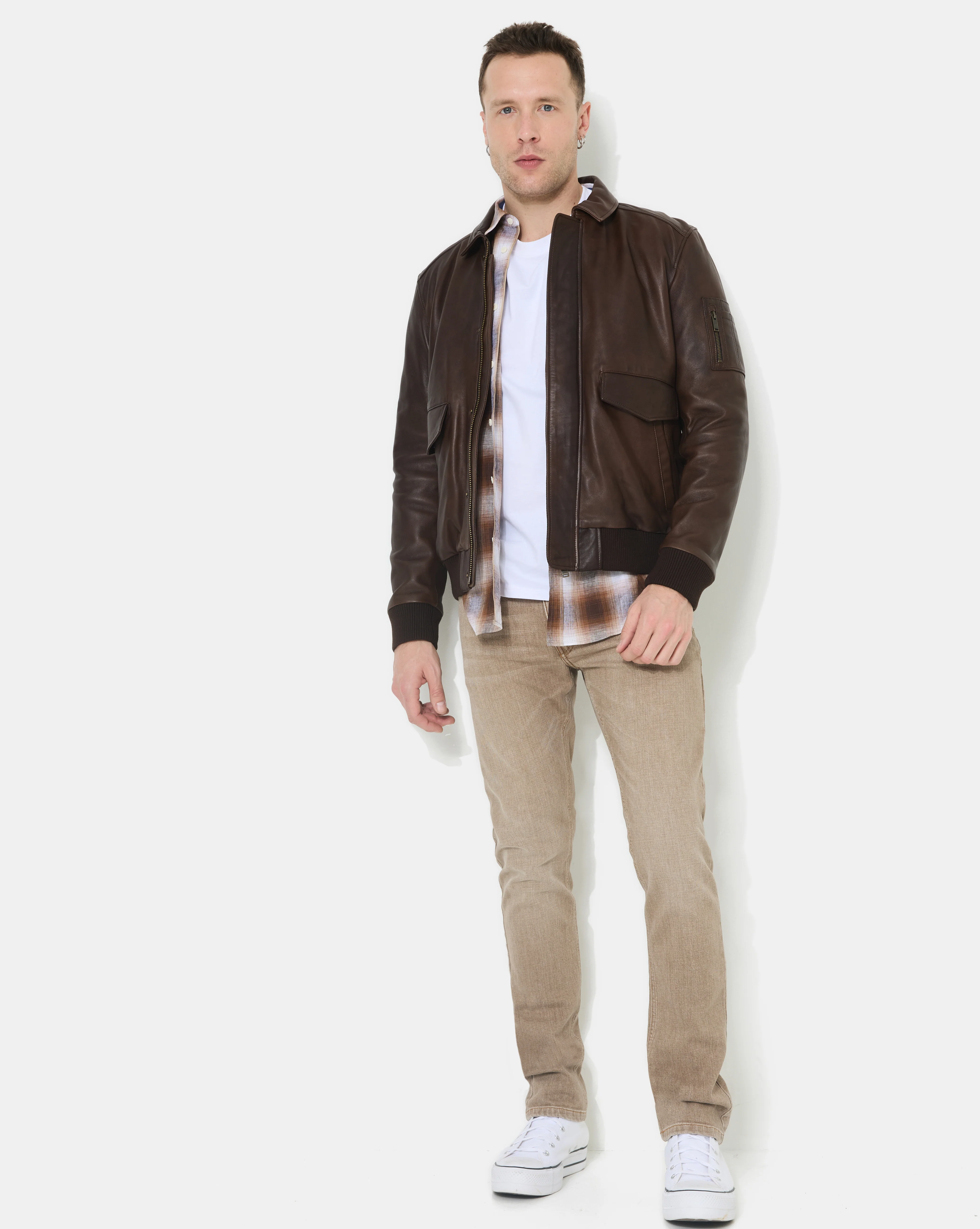 VESTE EN CUIR DWIGHT MARRON - Image 10