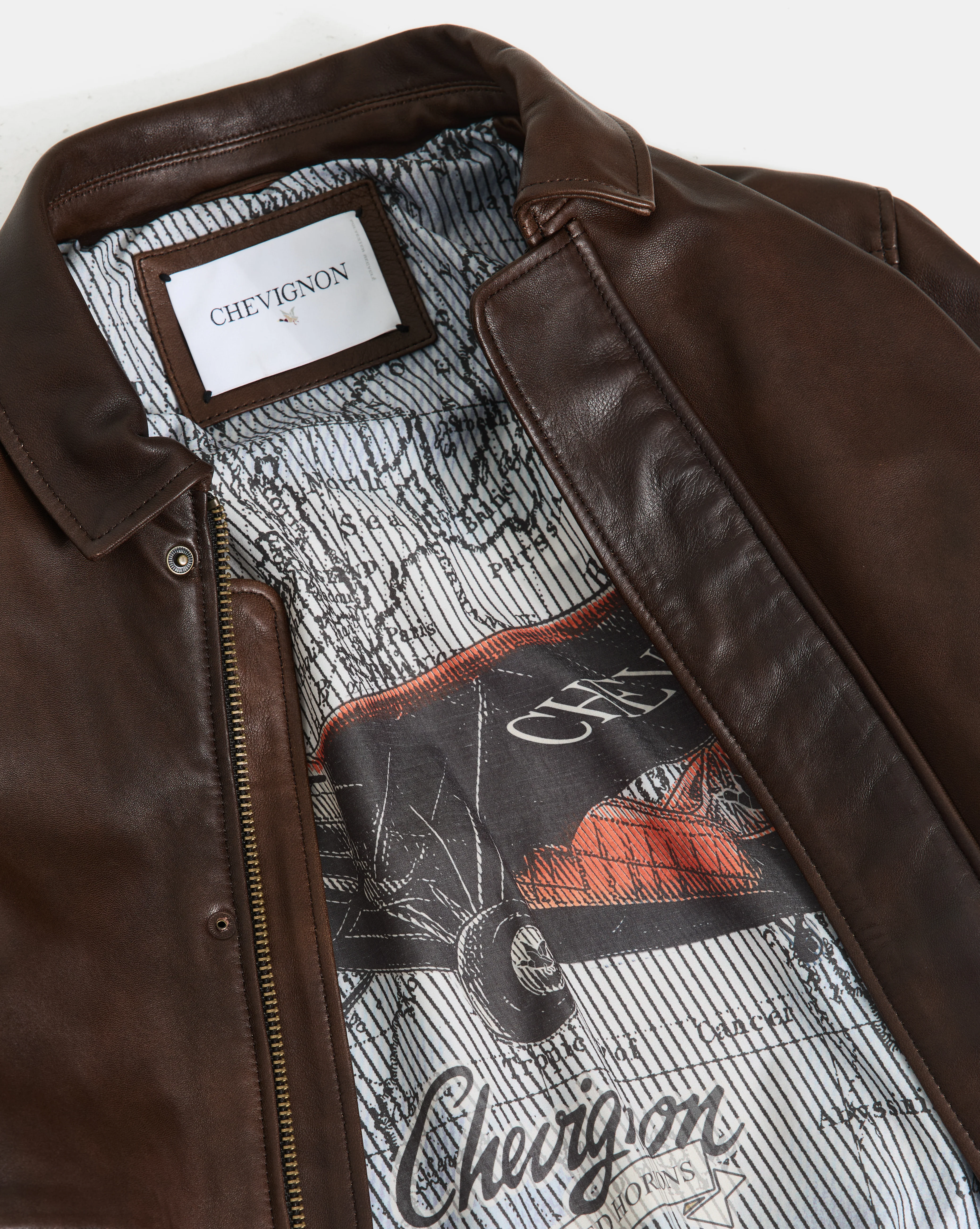 VESTE EN CUIR DWIGHT MARRON - Image 5